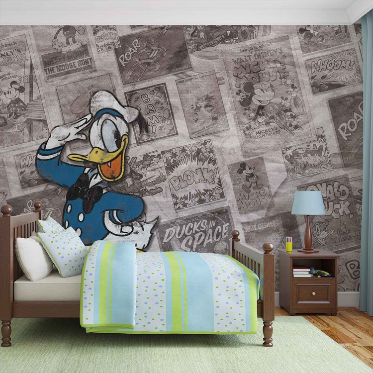 Ταπετσαρία Disney Donal Duck Newsprint Vintage