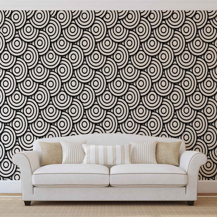 Ταπετσαρία Astratto Moderno Cerchio Bianco Nero