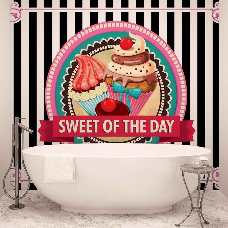 Cupcakes Retro Wallpaper Mural