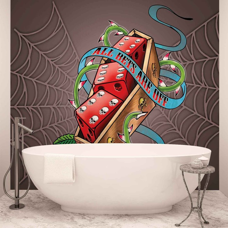 Wall Mural Alchemy Dice Tomb Skulls Spider Web