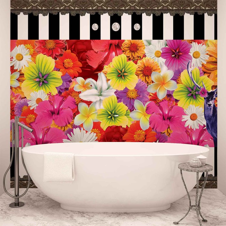 Floral Stripes Wallpaper Mural