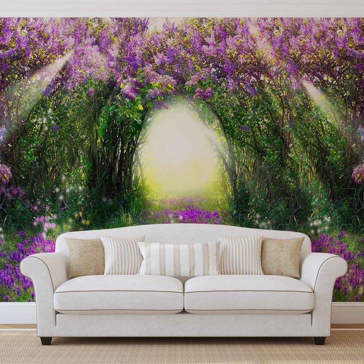 Ταπετσαρία Flowers Purple Forest Light Beam Nature