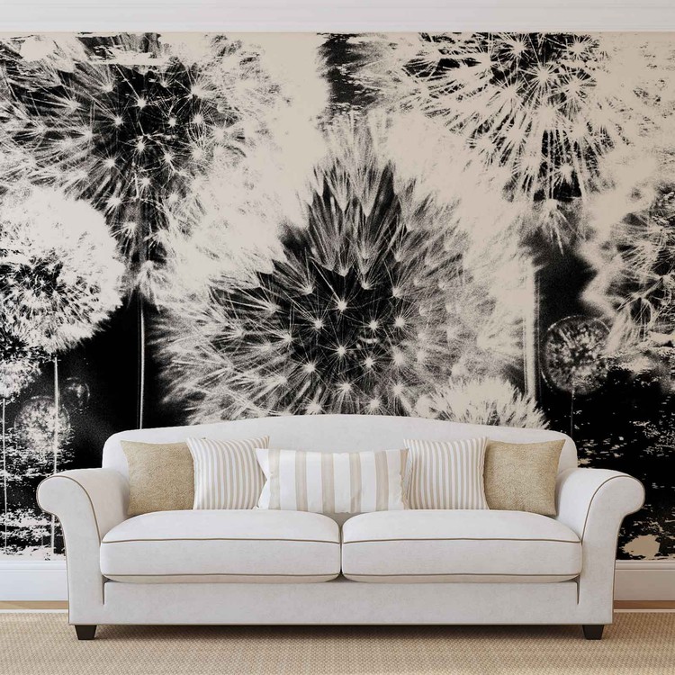 Dandelion Black White Wallpaper Mural