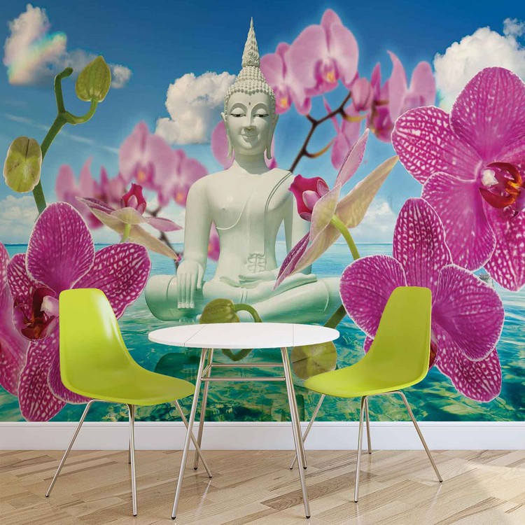 Ταπετσαρία Zen Flowers Orchids Buddha Water Sky