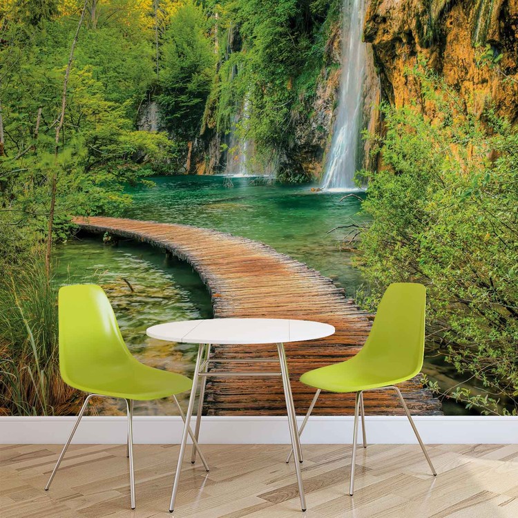Wall Mural Path Sea Mountains Waterfall Forest