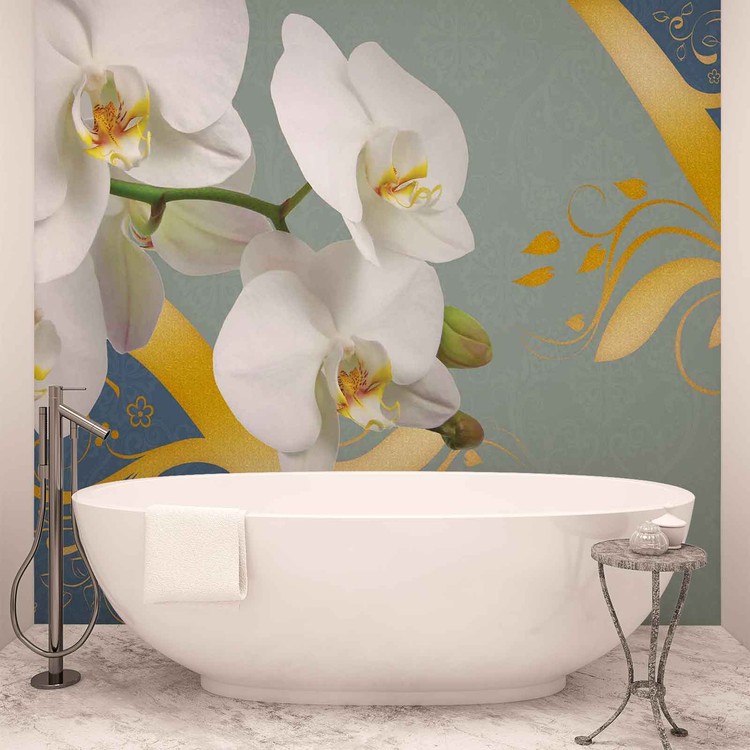 Wall Mural Pattern Flowers Orchids Abstract