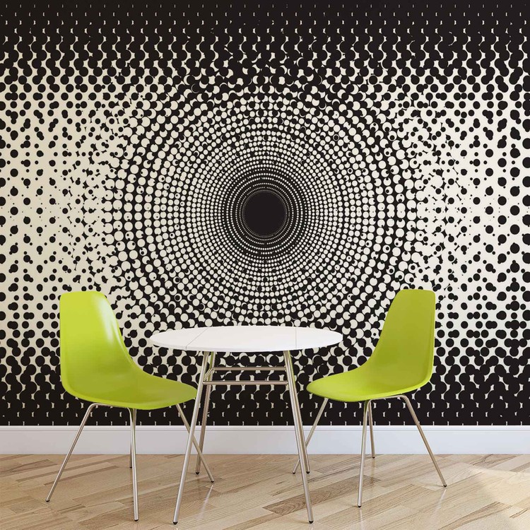 Wall Mural Abstract Black White Dots