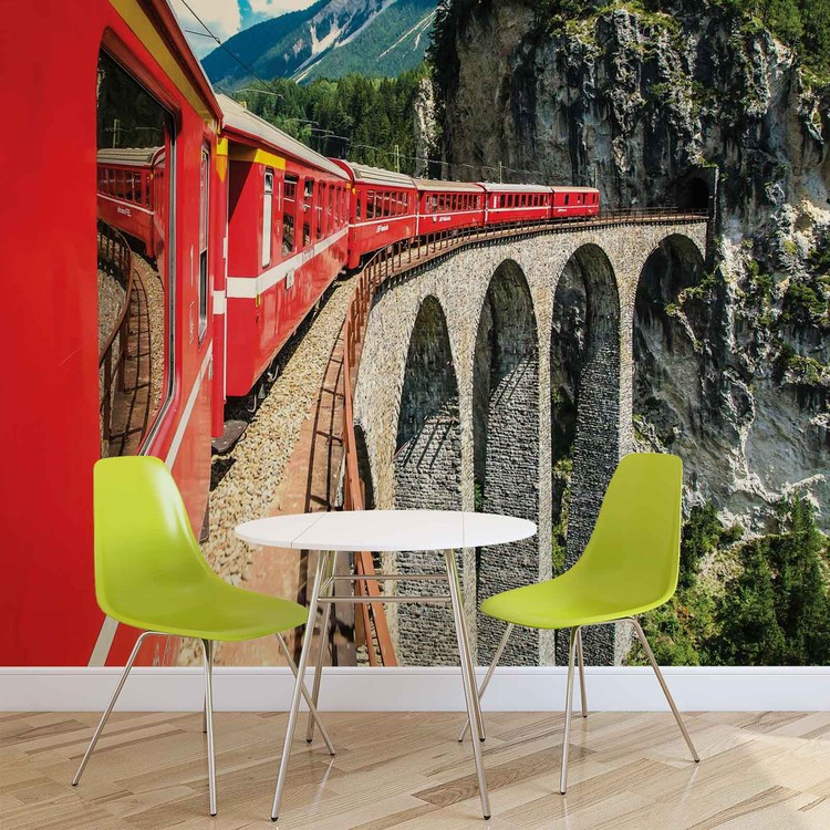 Фототапет Train Through The Mountains
