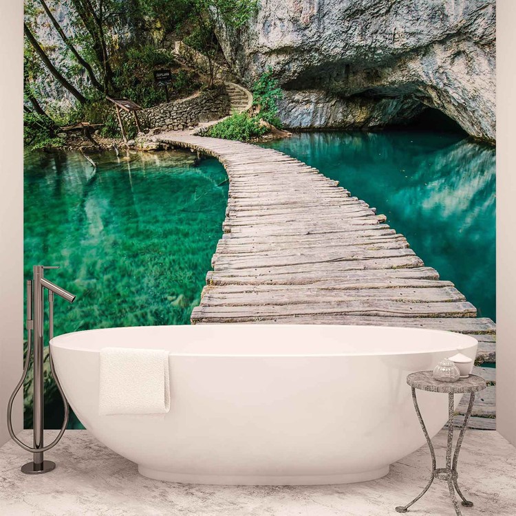 Wall Mural Wooden Bridge in Lagoon
