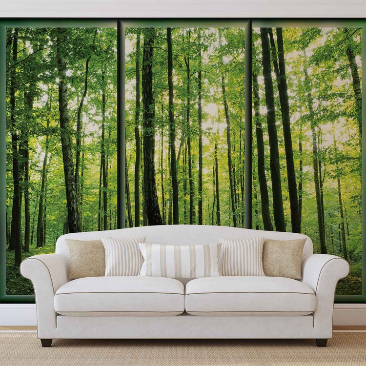 Forest Trees Green Nature Wallpaper Mural