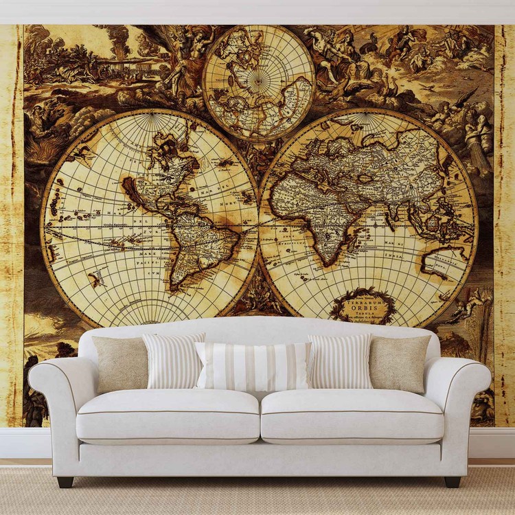 World Map Vintage Wallpaper Mural