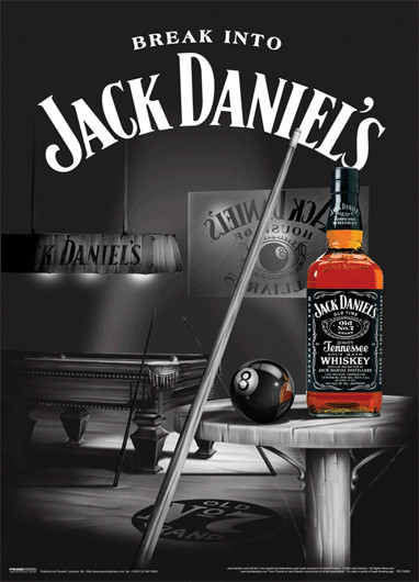 Pintura em madeira JACK DANIEL'S - pool room 3D