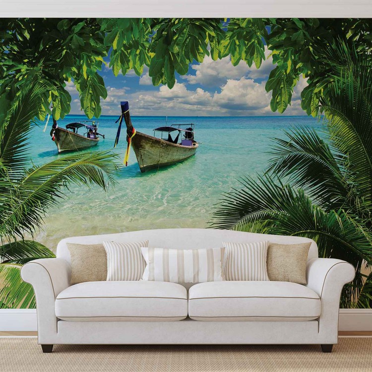Ταπετσαρία Beach Tropical Paradise Boat
