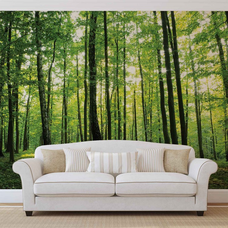 Forest Trees Green Nature Wallpaper Mural