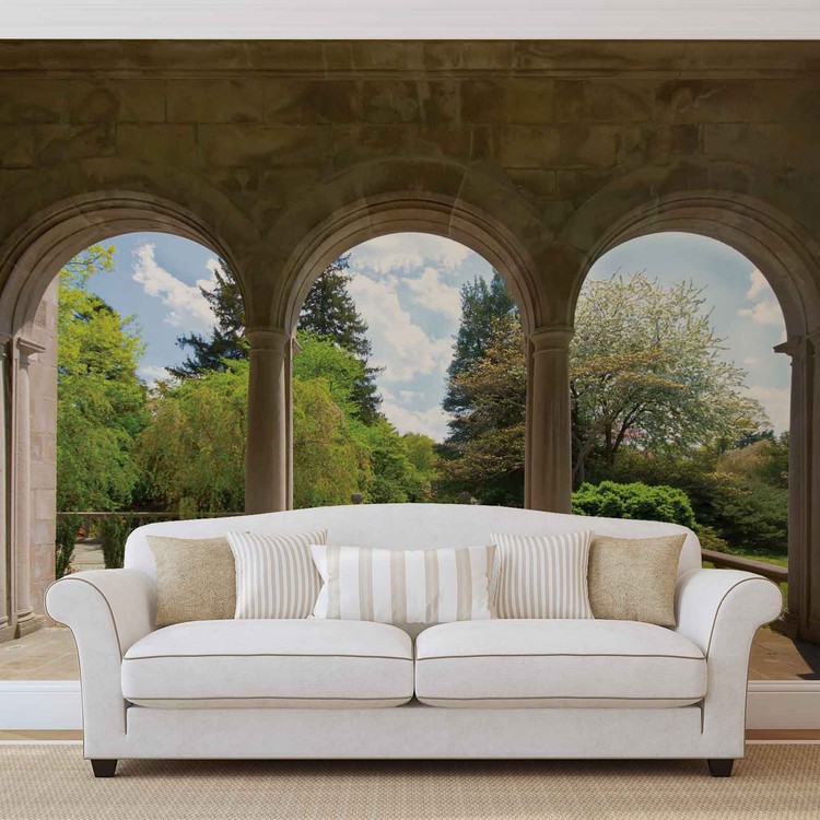 Garden Through Arches Wallpaper Mural