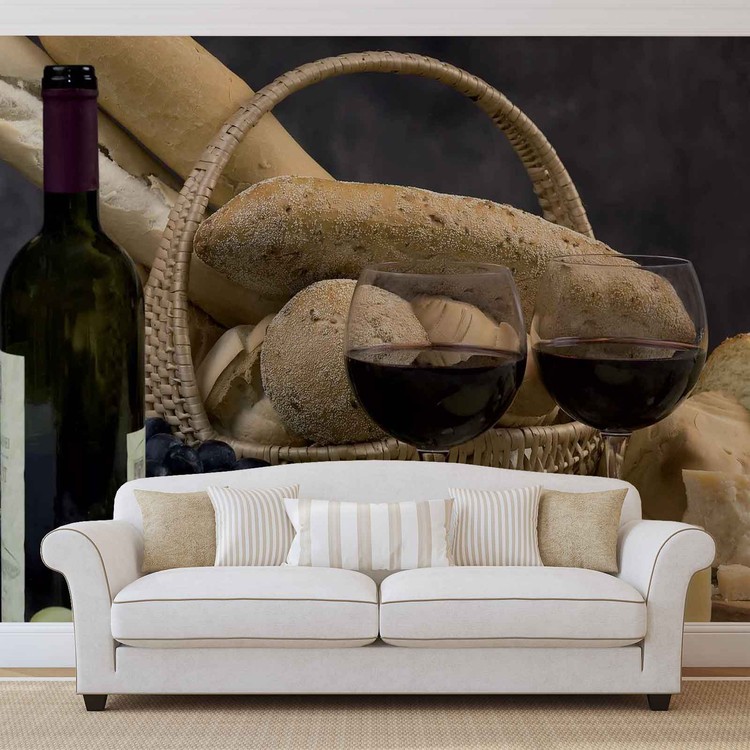 Wine And Bread Wallpaper Mural