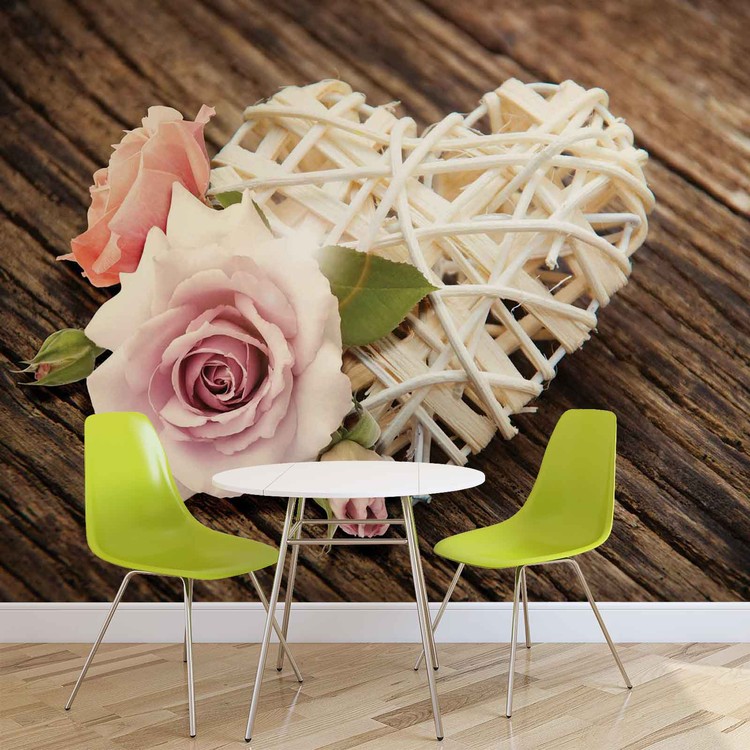 Pink Rose Heart Wallpaper Mural