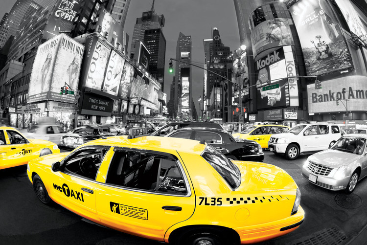 Плакат Rush hour Times square - Yellow cabs