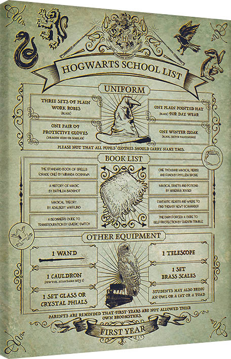 Принти на полотні Harry Potter - Hogwarts School List