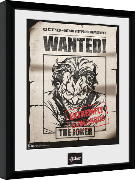 Framed poster Batman Comic - Joker Wanted