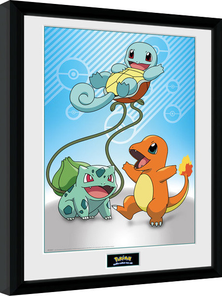 Kehystetty juliste Pokemon - Kanto Starter