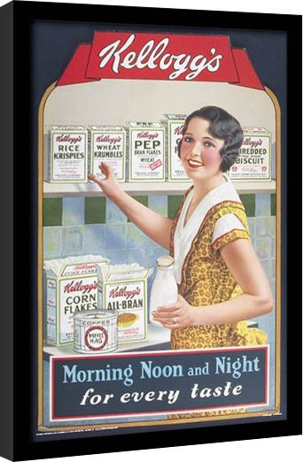 Κορνιζαρισμένη αφίσα VINTAGE KELLOGGS - morning,noon & night