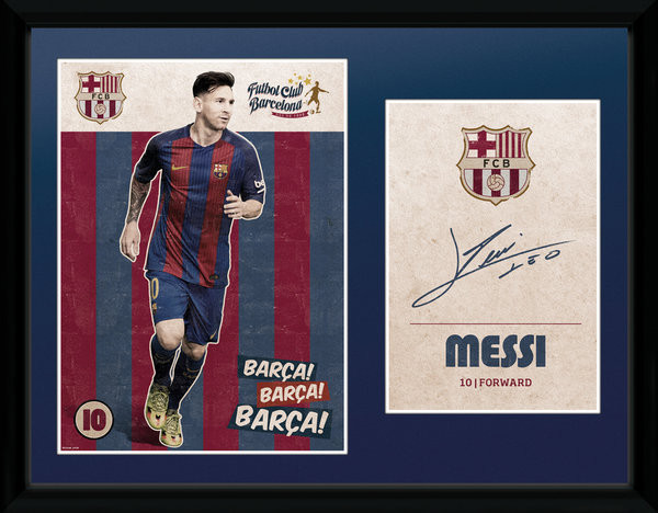 Κορνιζαρισμένη αφίσα Barcelona - Messi Vintage 16/17