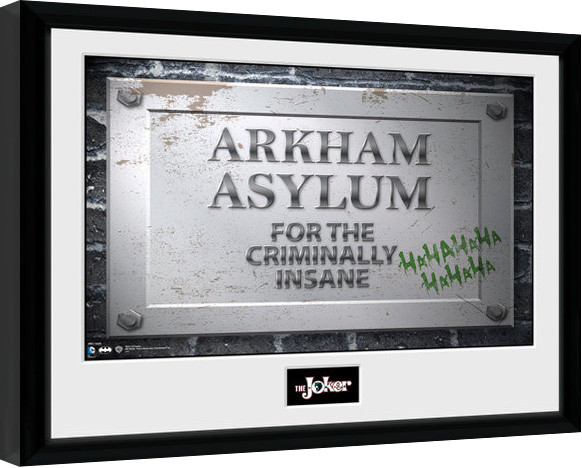 Framed poster Batman Comic - Arkham Asylum Sign