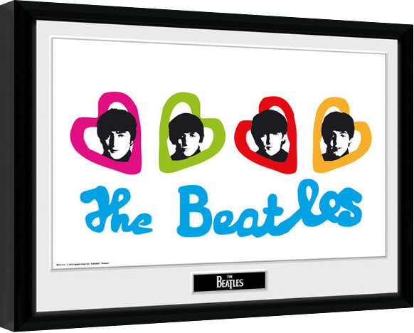 Κορνιζαρισμένη αφίσα The Beatles - Love Hearts