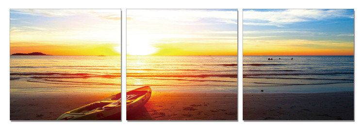 Boat in the sand at sunset Slika