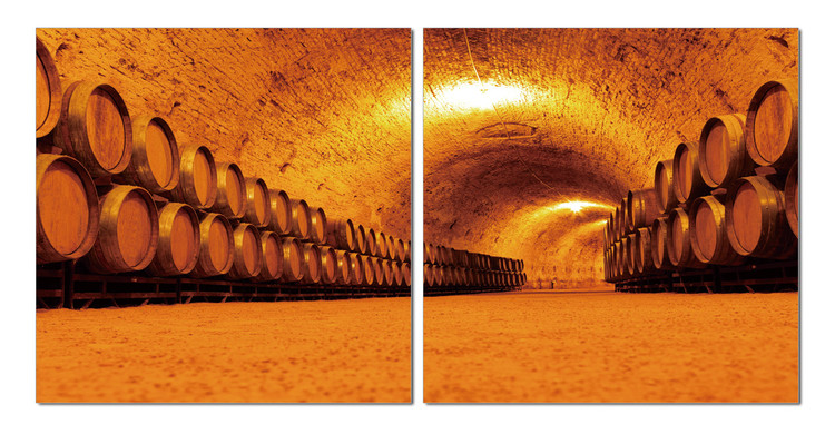 Whiskey barrels in the cellar Mounted Art Print