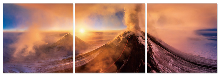 Volcano at sunrise Mounted Art Print