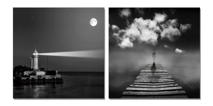 Τοποθετημένη εκτύπωση έργου τέχνης Lighthouse gray