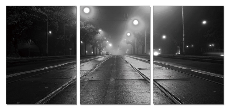 Night street Mounted Art Print