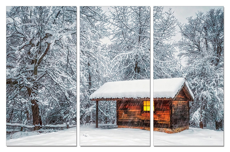 Snowy cottage Mounted Art Print