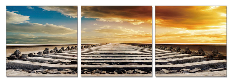 Sunset over rail Mounted Art Print