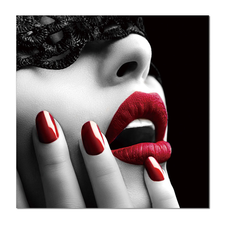 Glamour portrait - red lips Mounted Art Print