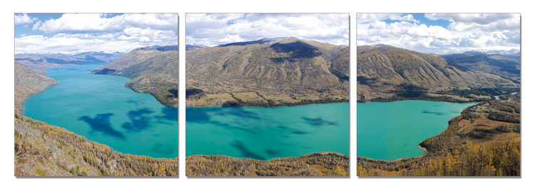 Bay surrounded by mountains Mounted Art Print