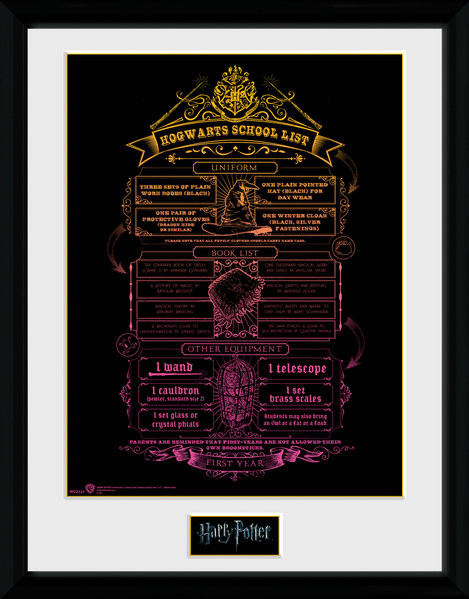 Framed poster Harry Potter - Hogwarts List