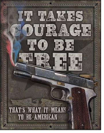 Metallikyltti Courage To Be Free