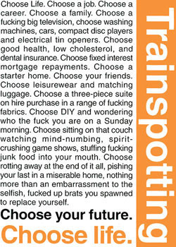 Плакат TRAINSPOTTING - choose life