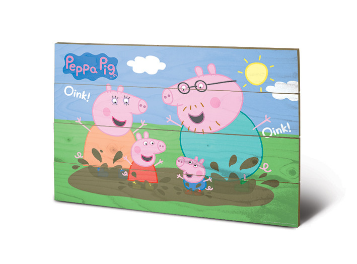 Ξύλινη τέχνη Peppa Wutz - Pig Family Muddy Puddles