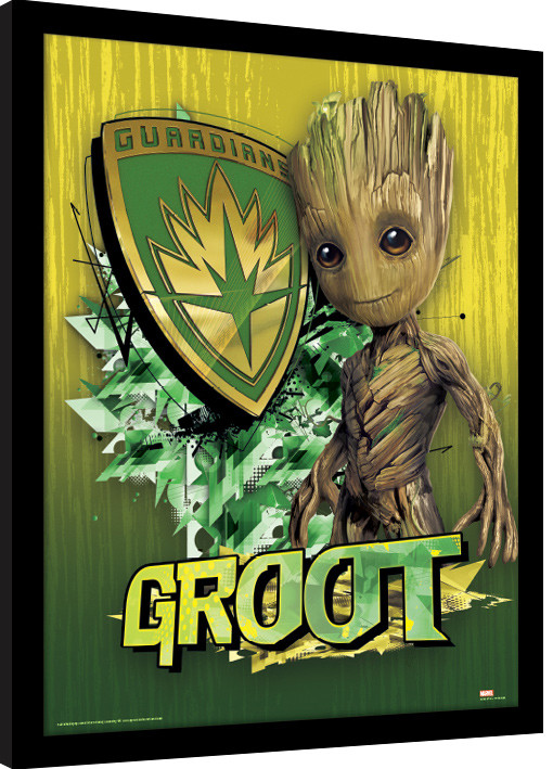 Κορνιζαρισμένη αφίσα Guardians Of The Galaxy - Groot Shield