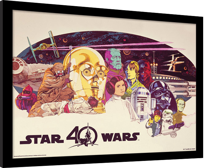 Framed poster Star Wars 40th Anniversary - Characters Horizontal