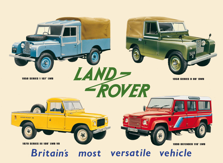 Metallikyltti LAND ROVER COLLAGE