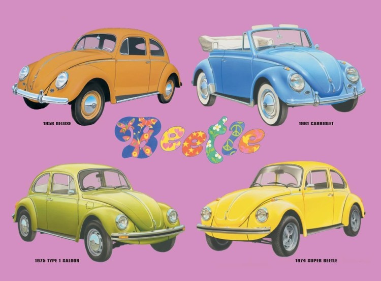 Metal sign VW BEETLE COLLAGE