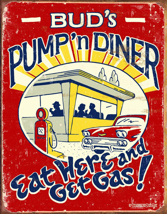 Metallikyltti PUMP AND DINER
