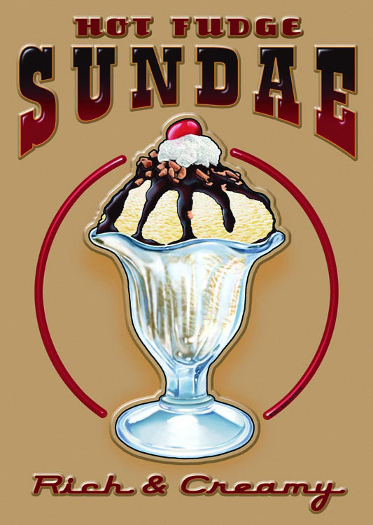 Μεταλλική πινακίδα HOT FUDGE SUNDAE