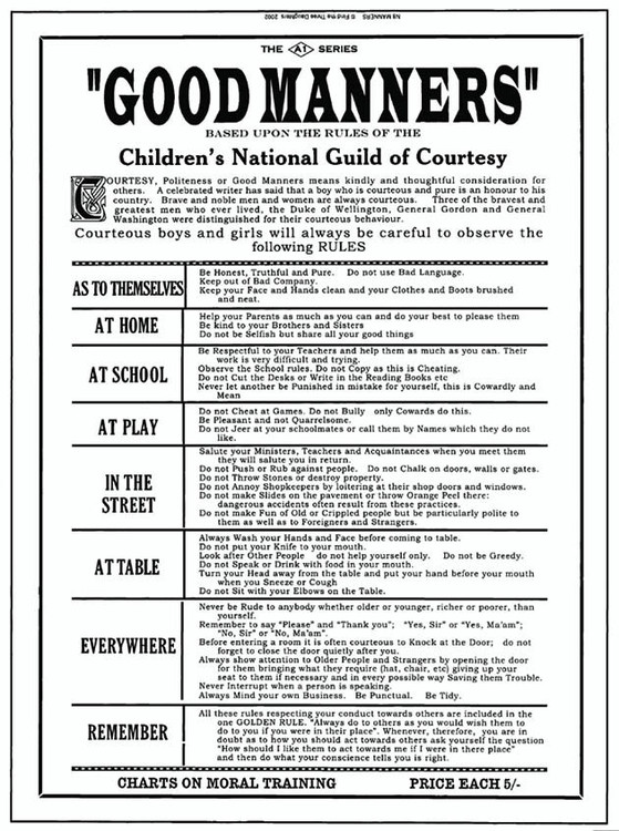 Metallikyltti GOOD MANNERS