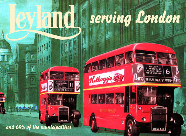 Metallikyltti Leyland bus